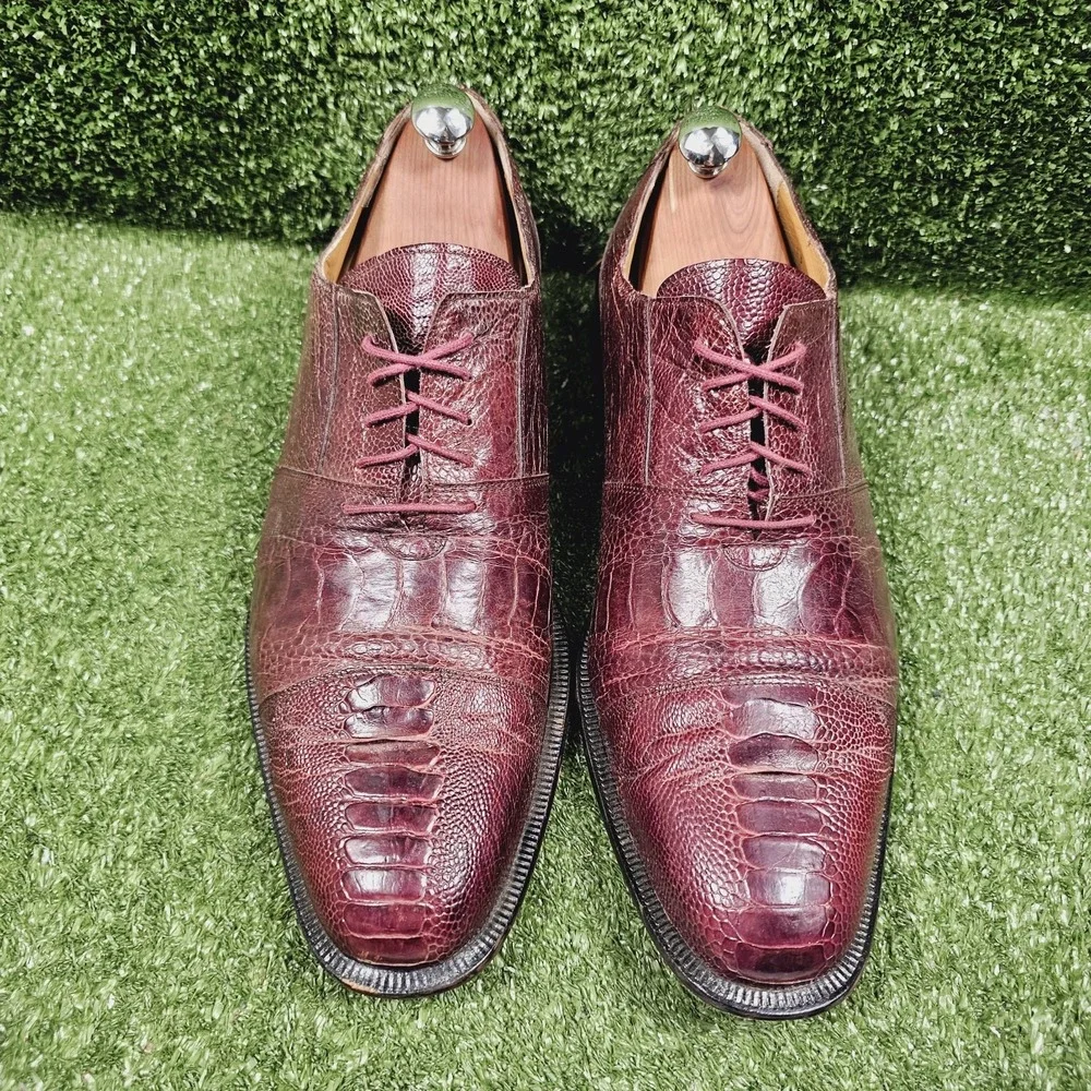 David Eden Genine Burgundy Leather Almond Toe Oxford Dress Shoes Mens Size 13